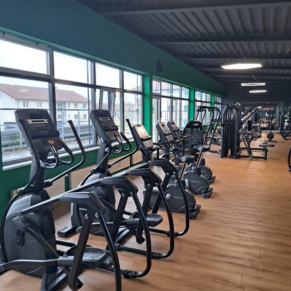 Cardio-Bereich mit Crosstrainern und Laufbändern